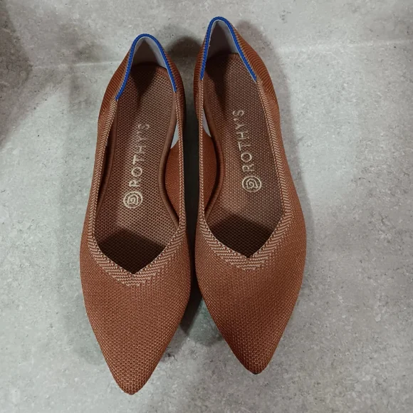 Rothy's Brown Flats with Blue Trim - Picture 2 of 10